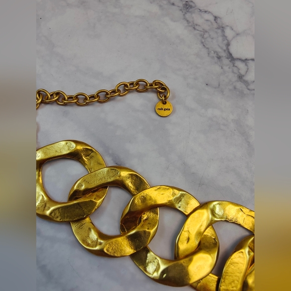 Cult Gaia Dulce Choker Chain Link Hammered Metal Necklace - Picture 9 of 11